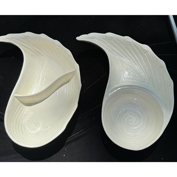 2 1950’s California USA Pottery Sea Shell Nautical Appetizer Dishes Chip N Dip - Picture 1 of 12